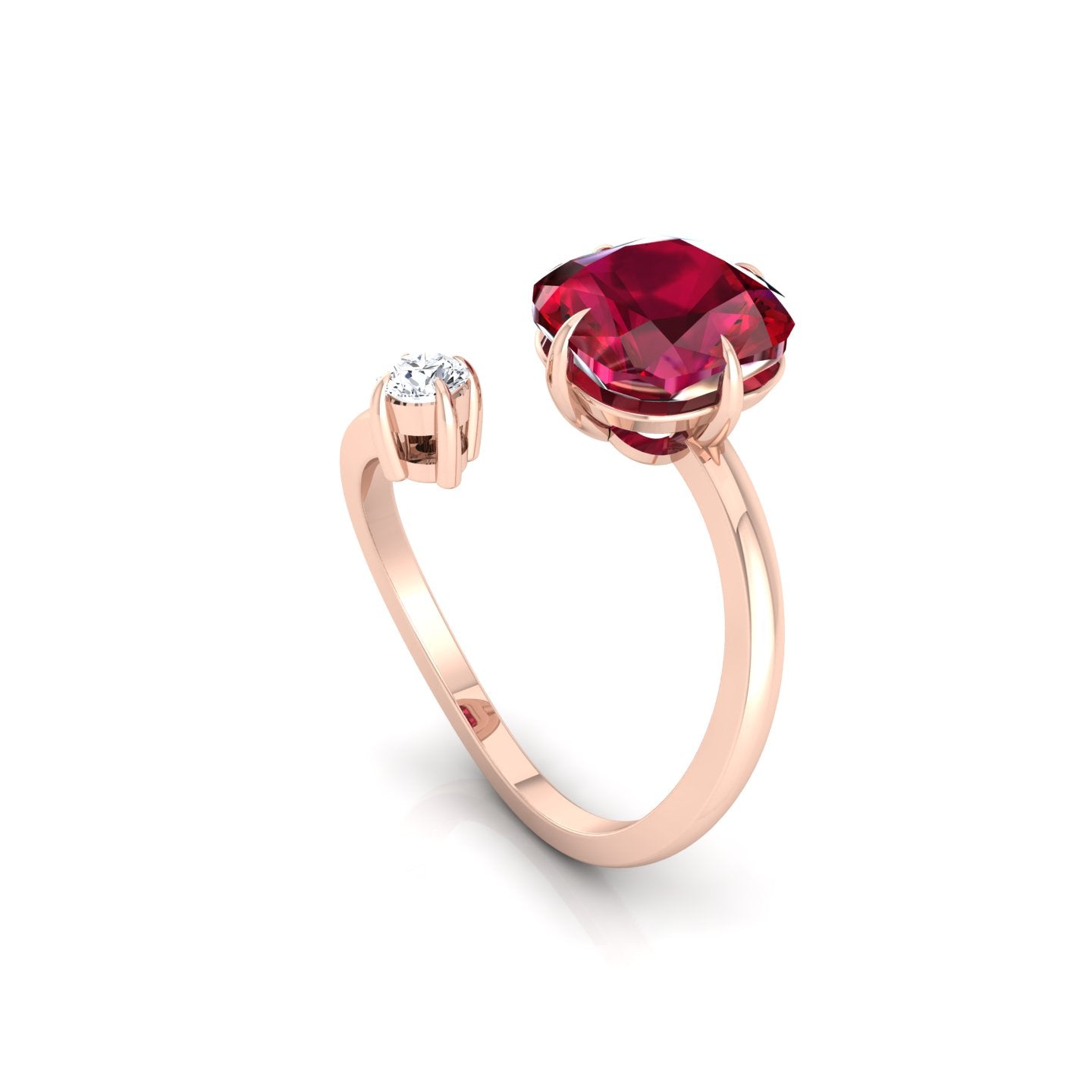 Ring With Red Stone and a Diamond