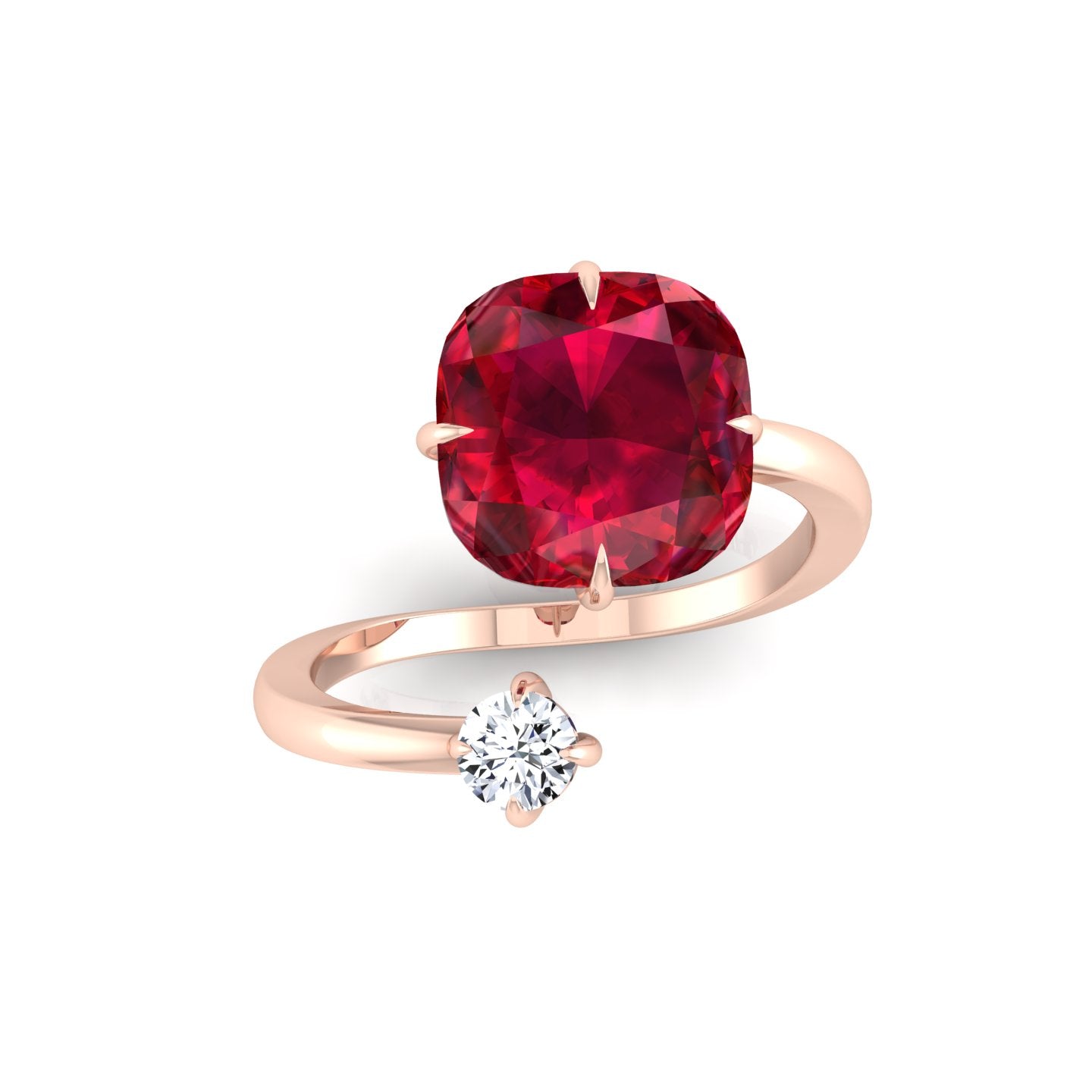Ring With Red Stone and a Diamond