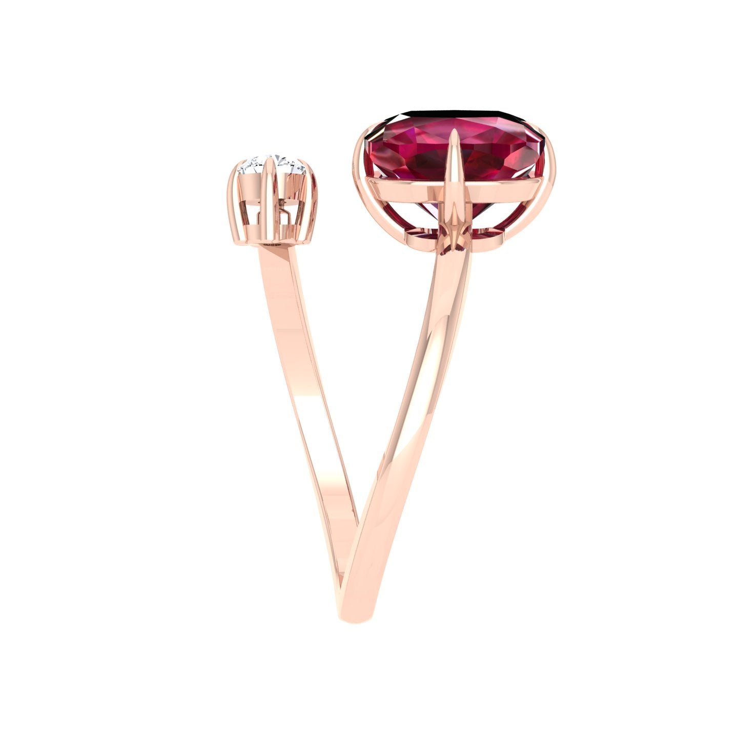 Ring With Red Stone and a Diamond