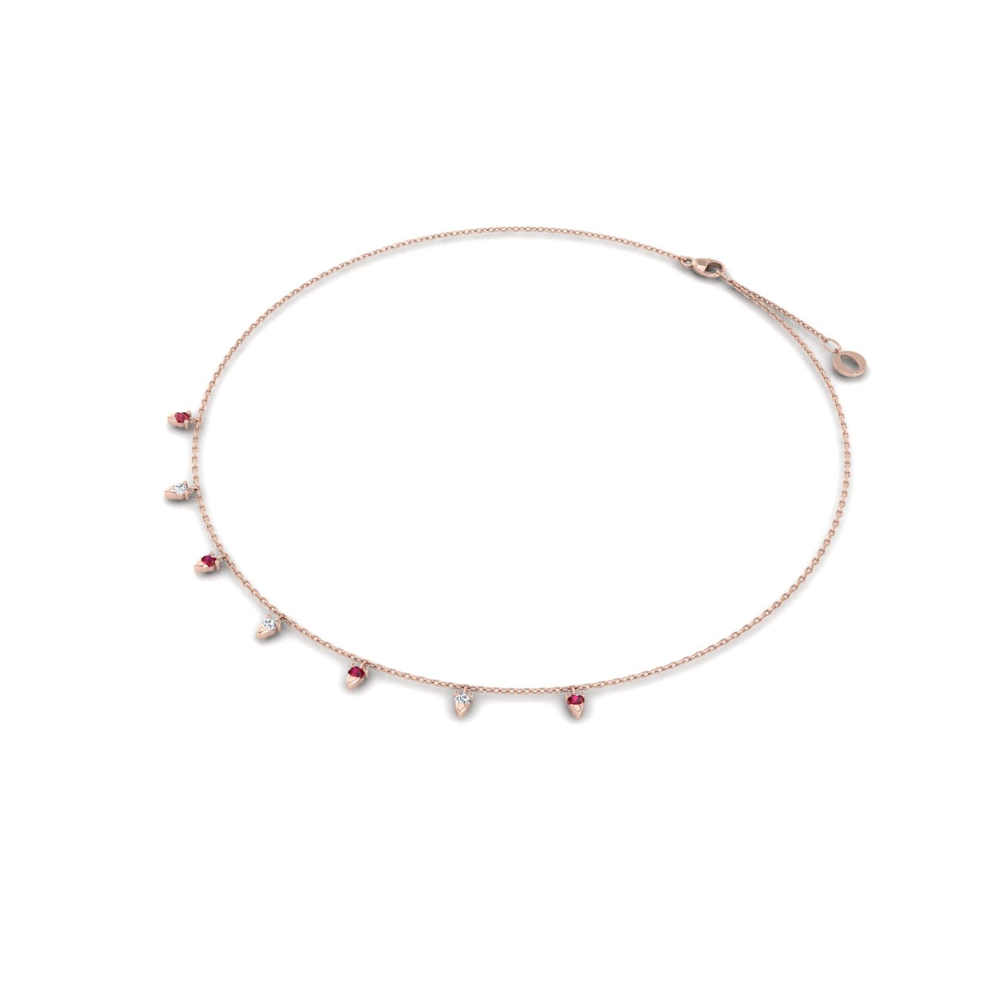 Necklace With Red stones and diamonds