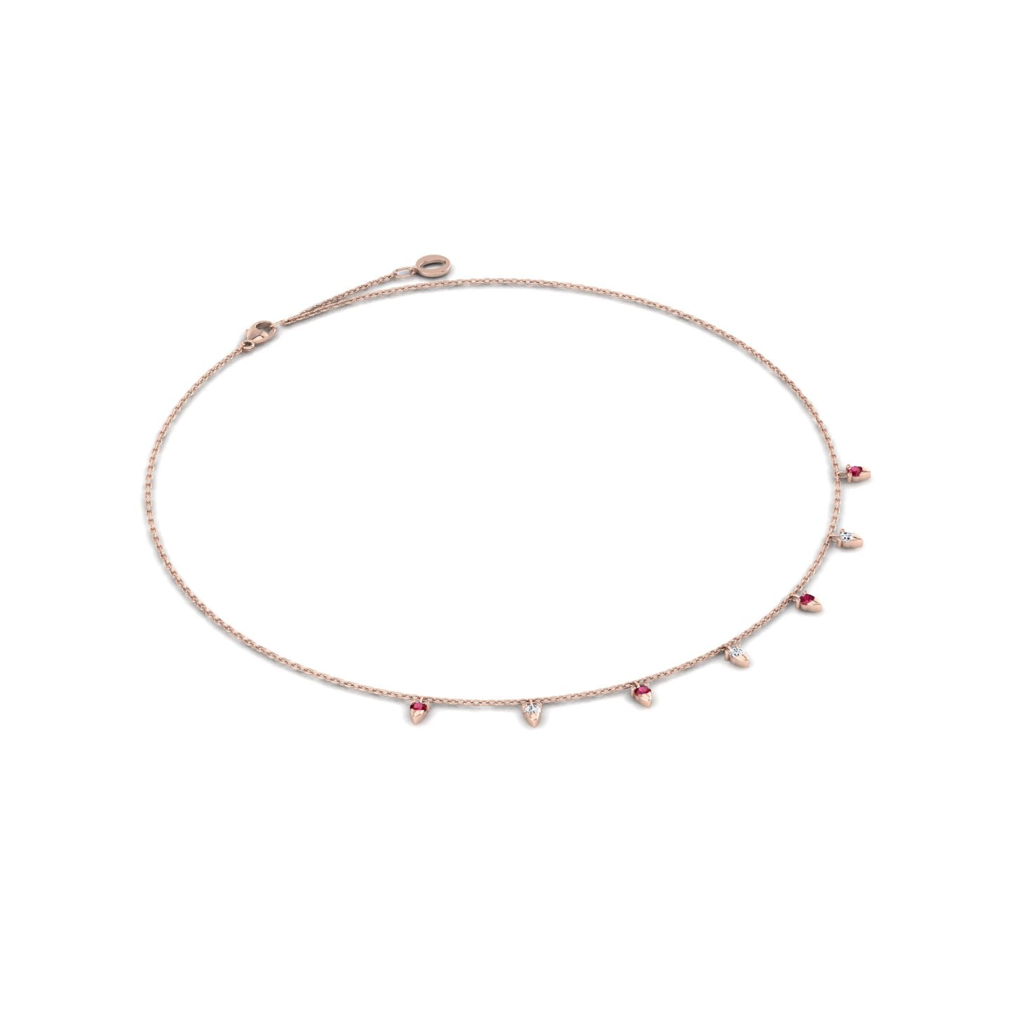 Necklace With Red stones and diamonds