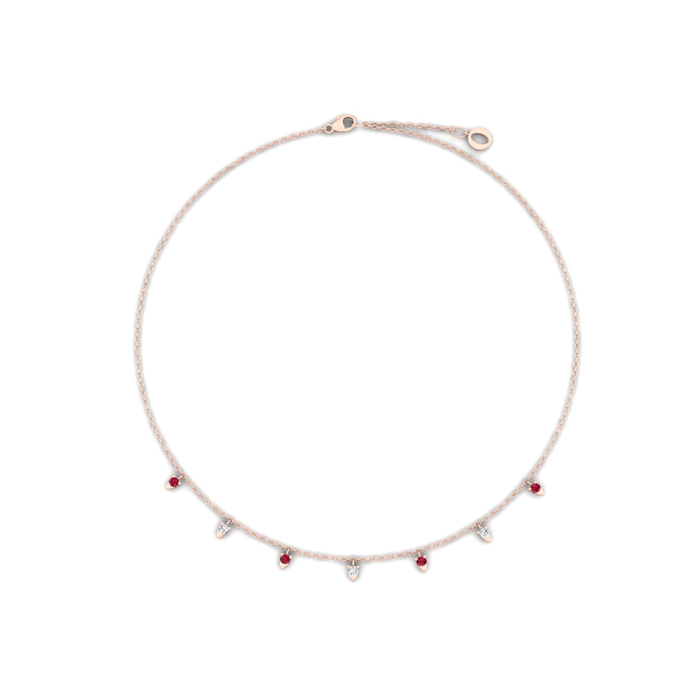 Necklace With Red stones and diamonds