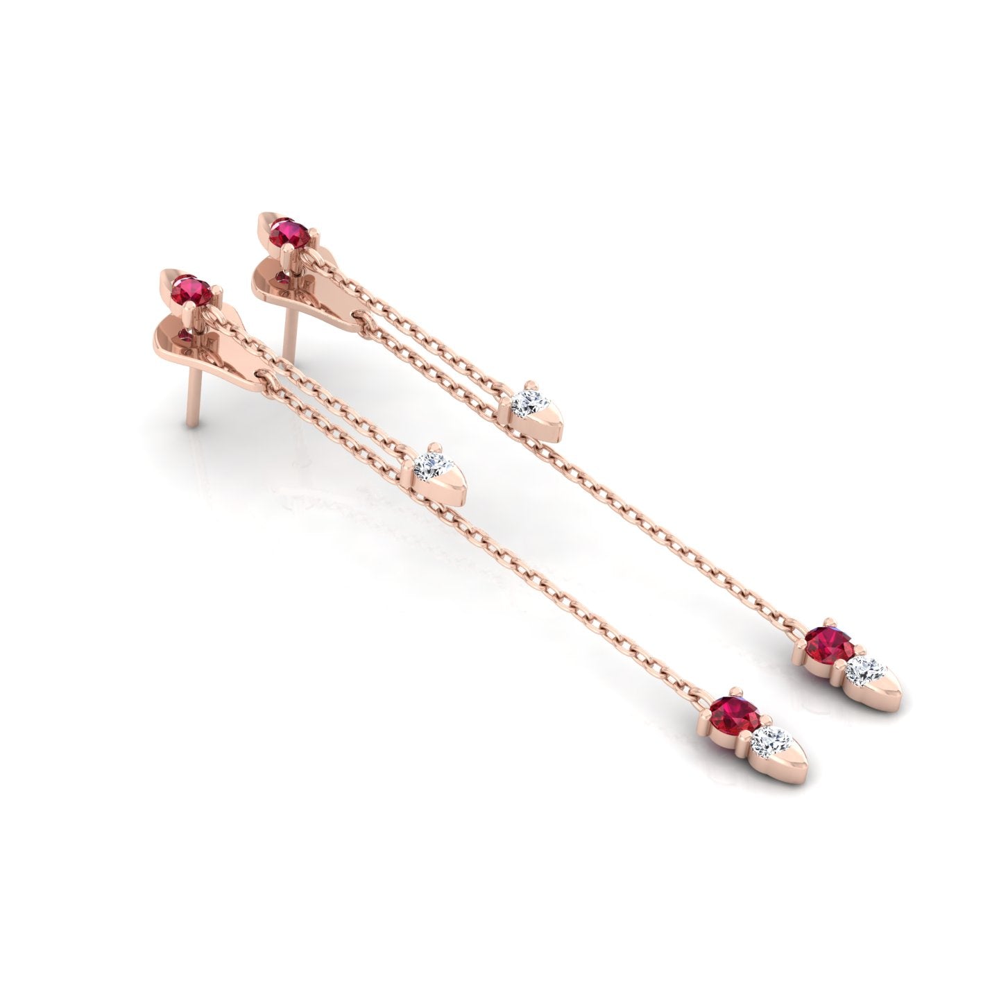 Earrings with RED Stones and Diamonds