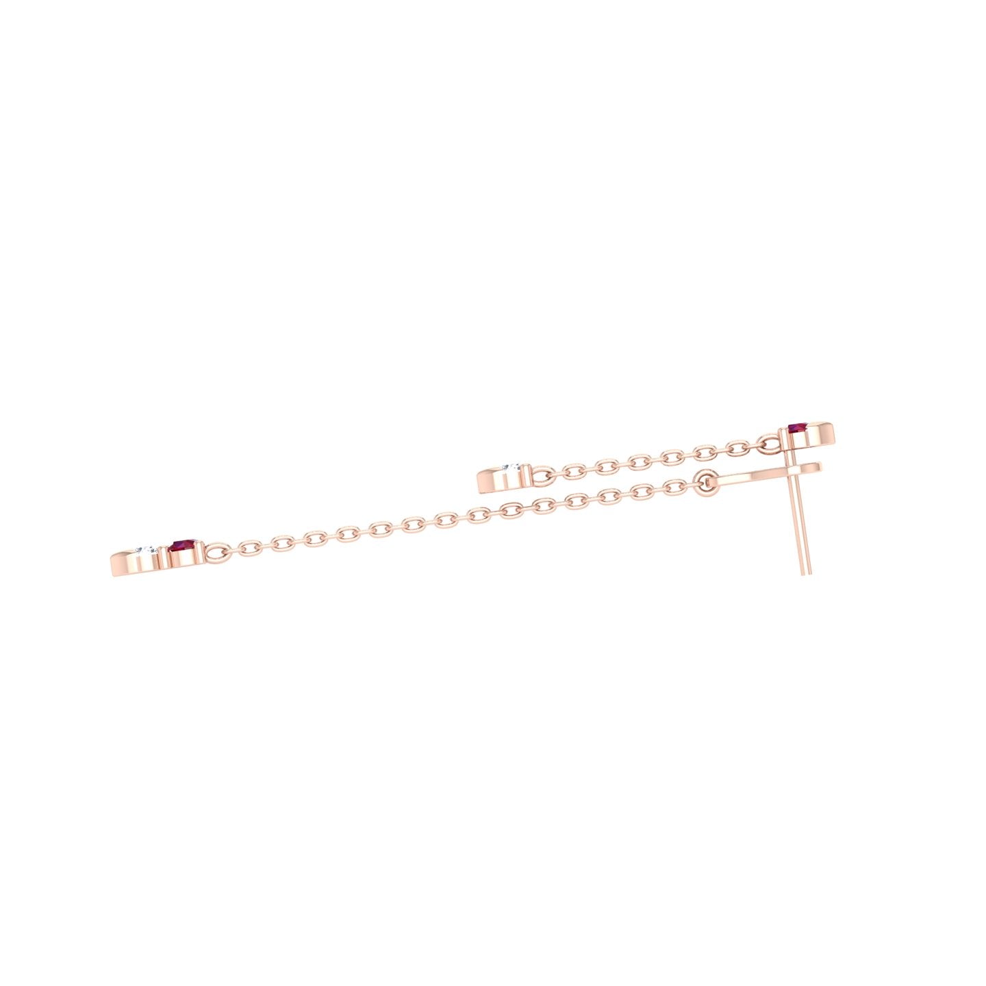 Earrings with Red Stones and Diamonds