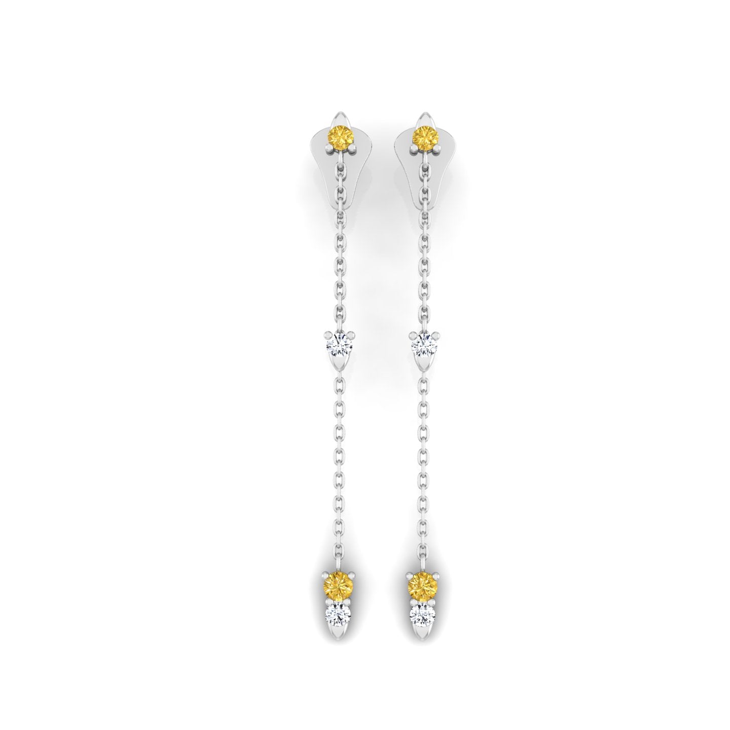 Earrings with Yellow Stone and Diamonds