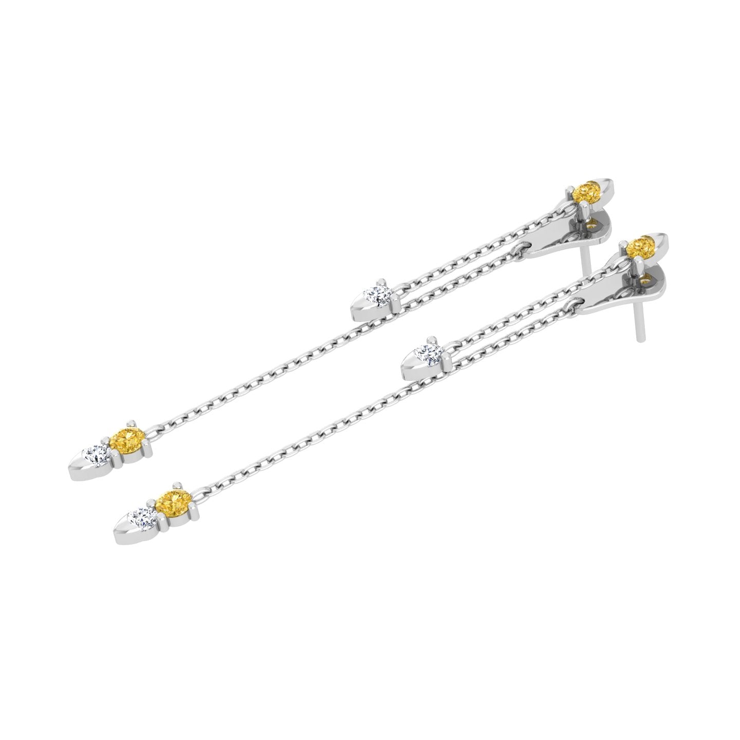 Earrings with Yellow Stone and Diamonds