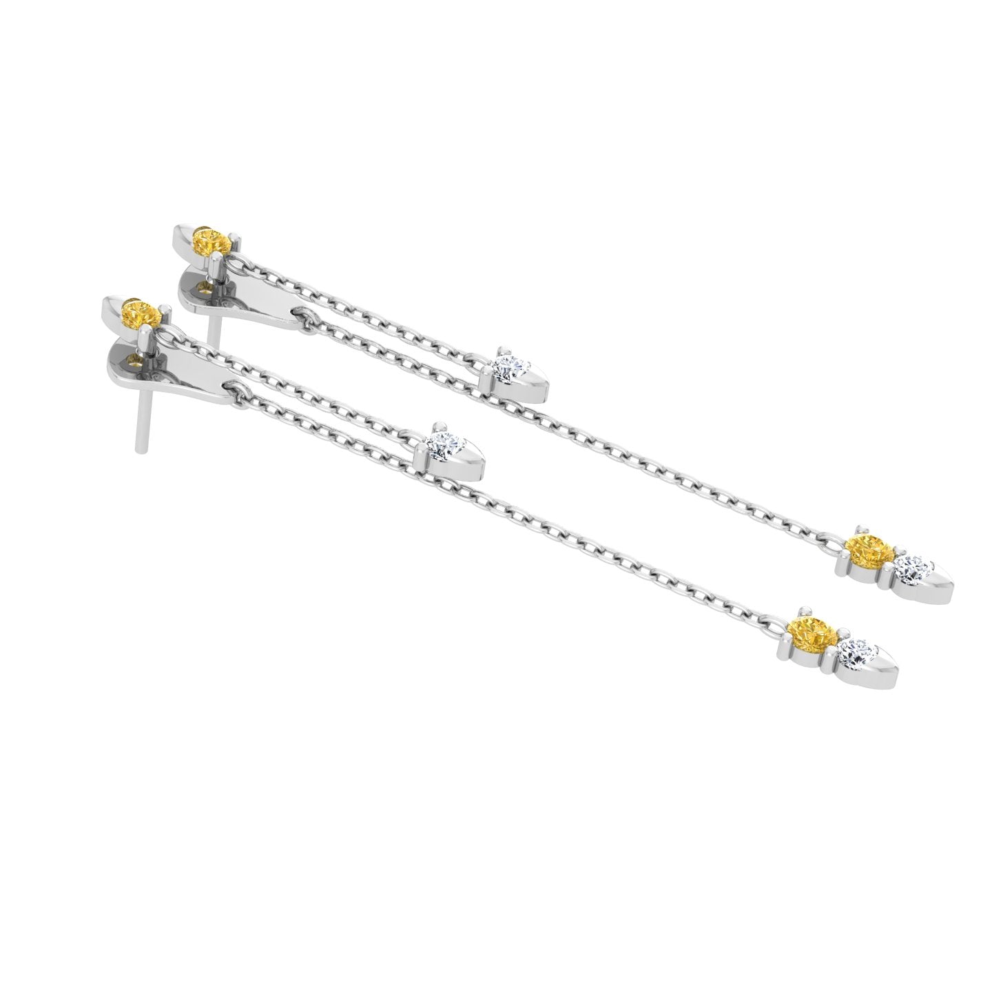 Earrings with Yellow Stone and Diamonds