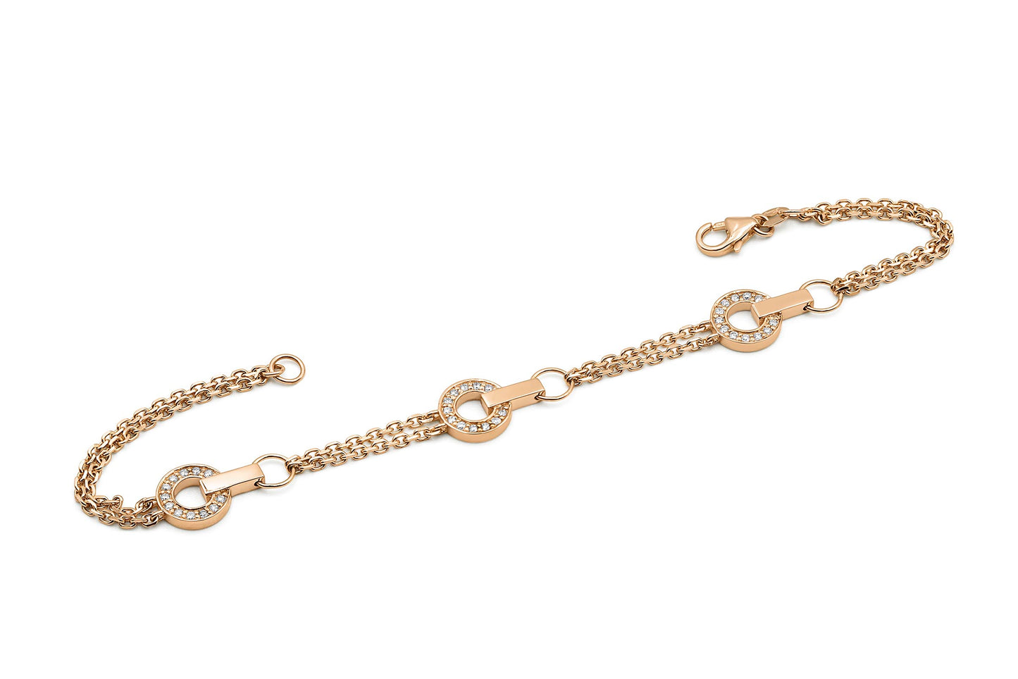 Bracelet with diamonds and rose gold chain
