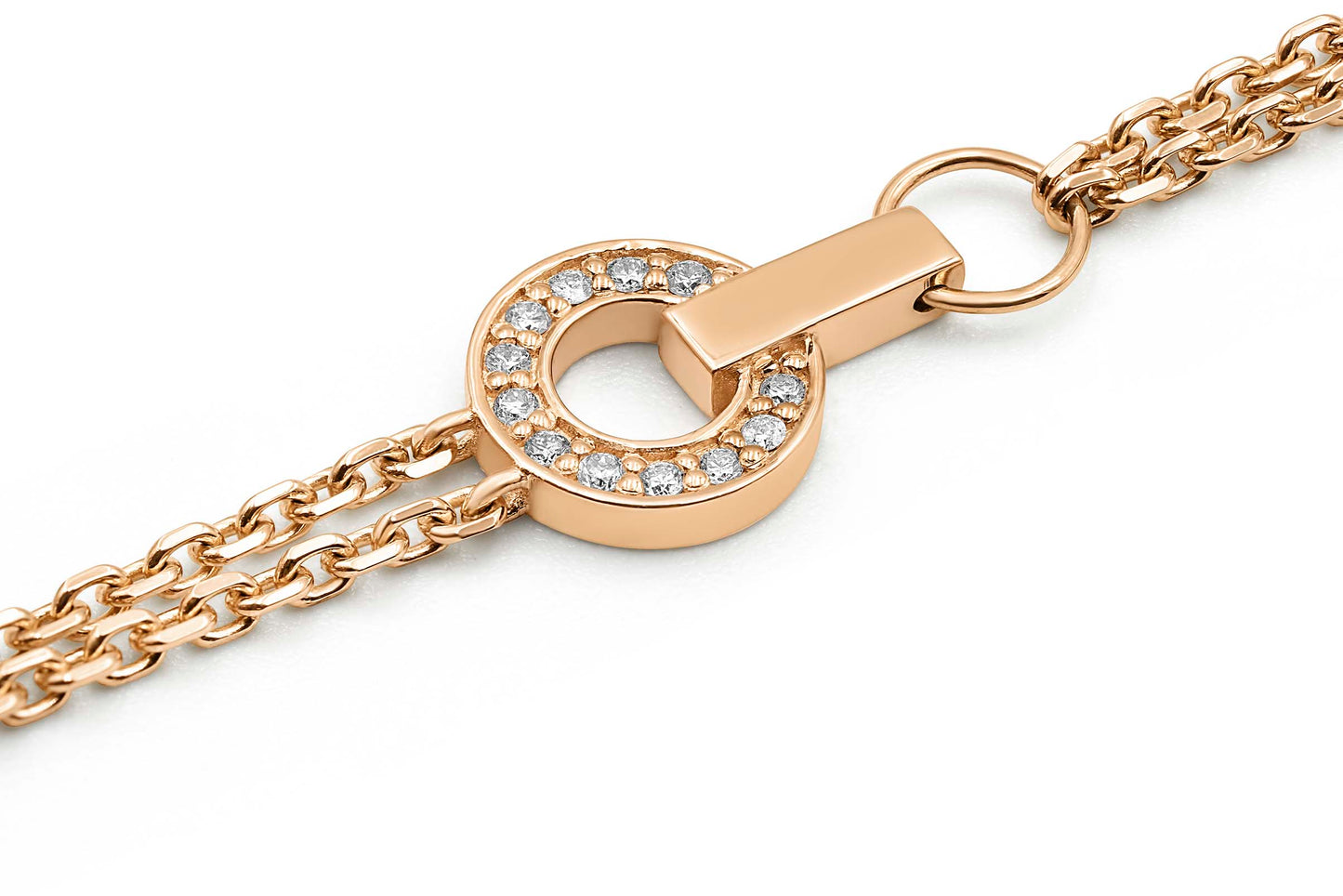 Bracelet with diamonds and rose gold chain