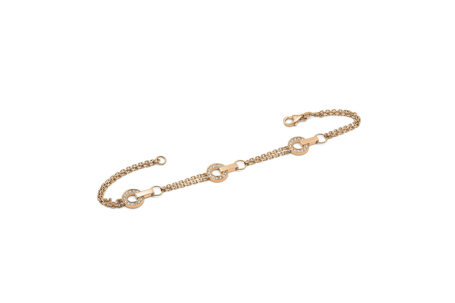 Bracelet with diamonds and rose gold chain