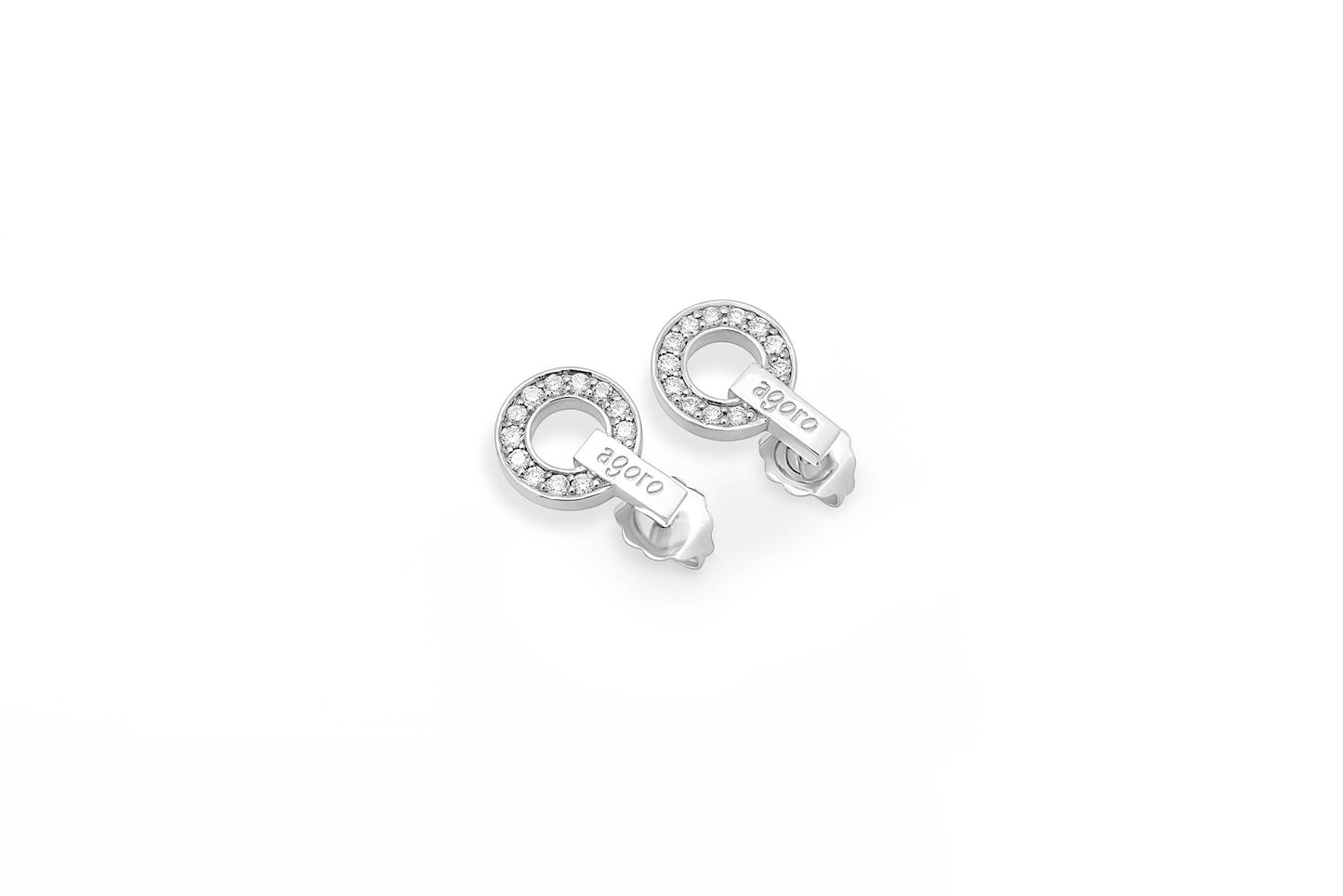 Earing with Diamonds and Round - White