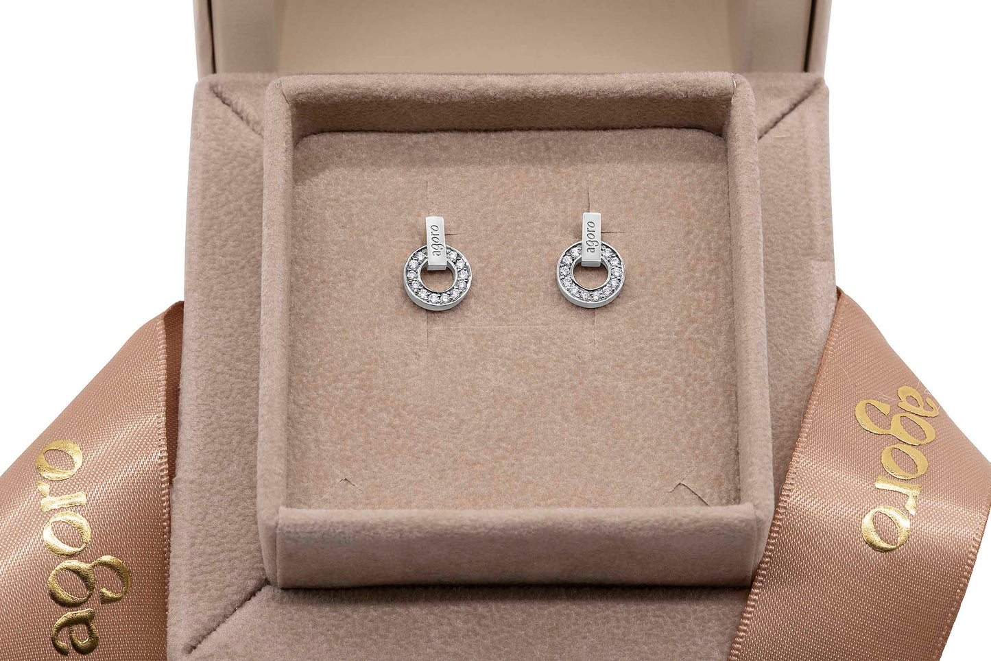 Earing with Diamonds and Round - White