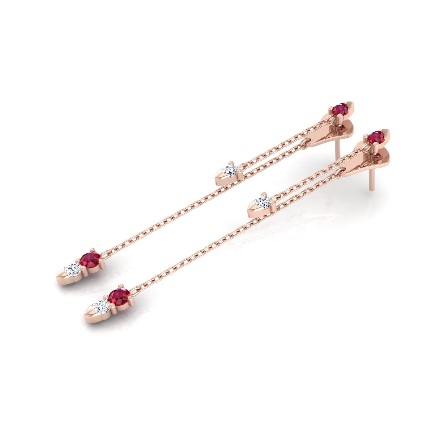 Earrings with RED Stones and Diamonds