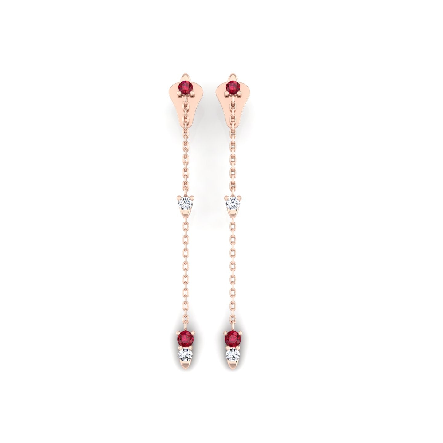 Earrings with RED Stones and Diamonds
