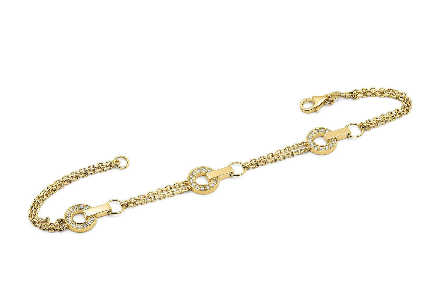 Bracelet with diamonds and yellow gold chain