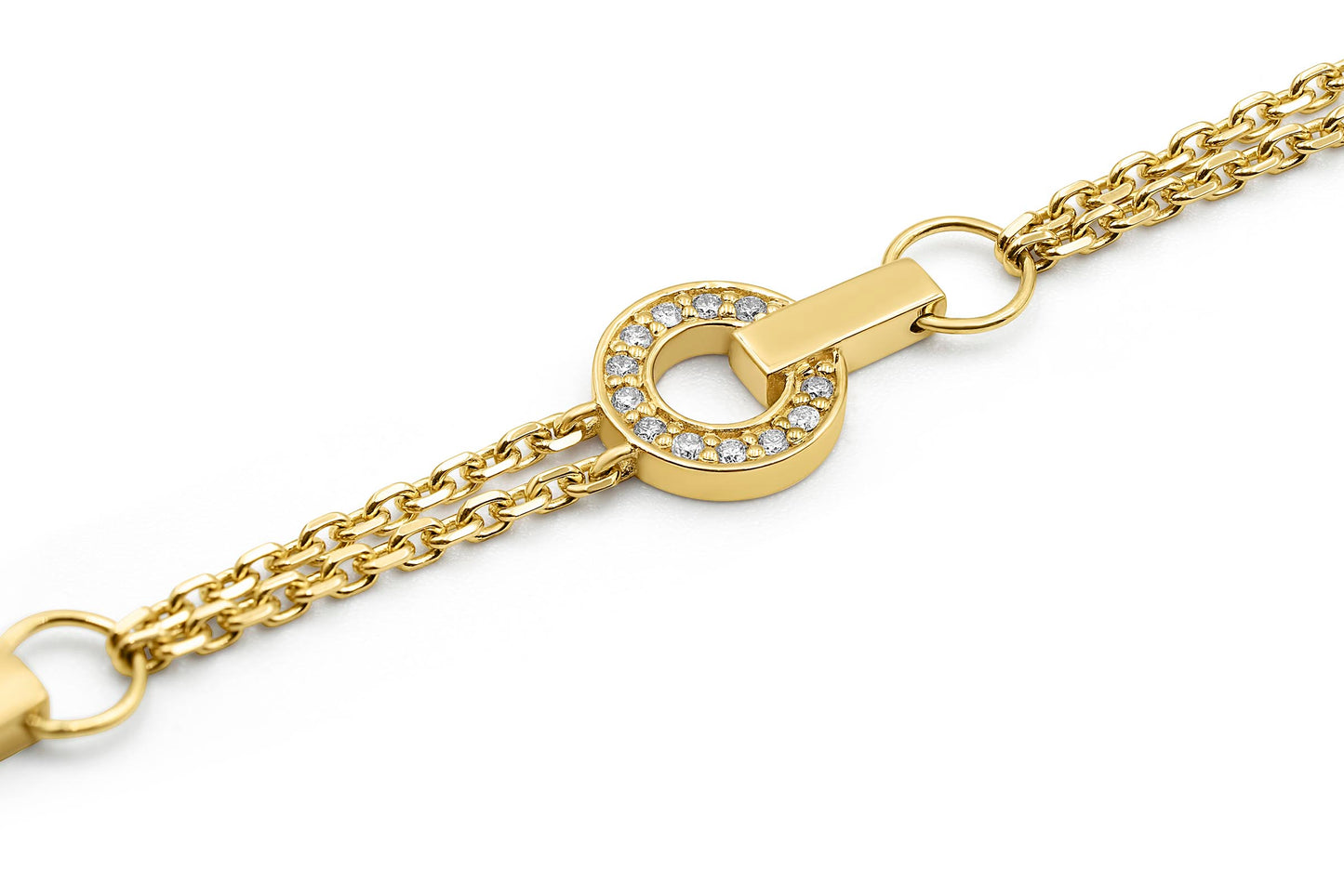 Bracelet with diamonds and yellow gold chain