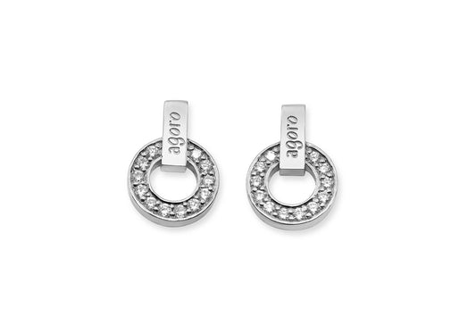 Earing with Diamonds and Round - White