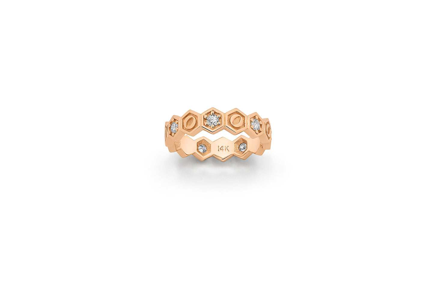 Ring with diamonds and O Logo - Rose Gold