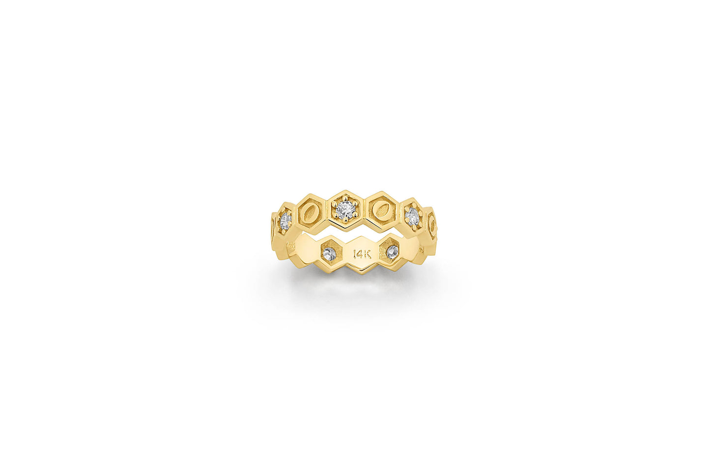 Ring with diamonds and O Logo - Yellow Gold